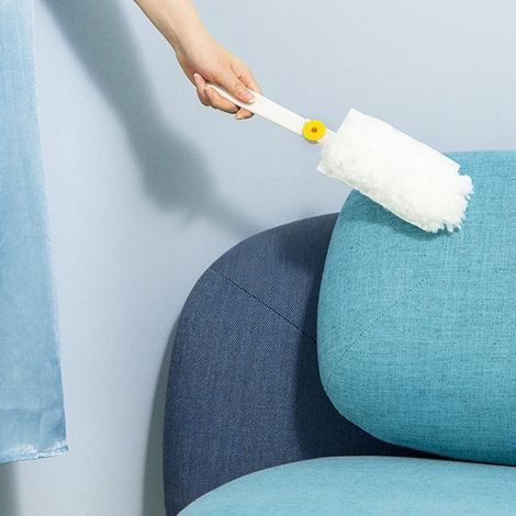 [Balai à main électrostatique] KONI [Élastique durable] [Fibres de lavage multifonctionnelles pour sol, bureau, cuisine, mur] PP/ polyester [Taille: télescopique] [Quantité: 1] [Color: blanc plat] (1/5)
