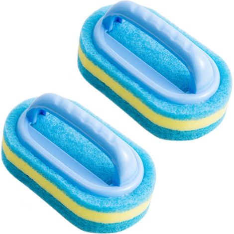 2pcs Brosse éponge, poignée plastique, nettoyage cuisine salle de bain, fibres durables, usage multifonction (1/5)