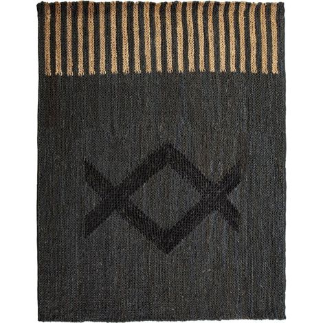 Tapis 200 x 250 cm Jute - Noir, Naturel