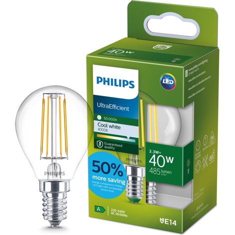 Ampoule LED classe énergétique A, équivalent 40W, drop shape, culot E14, clair, éclairage blanc neutre (4000K), nouvelle génération (1/5)