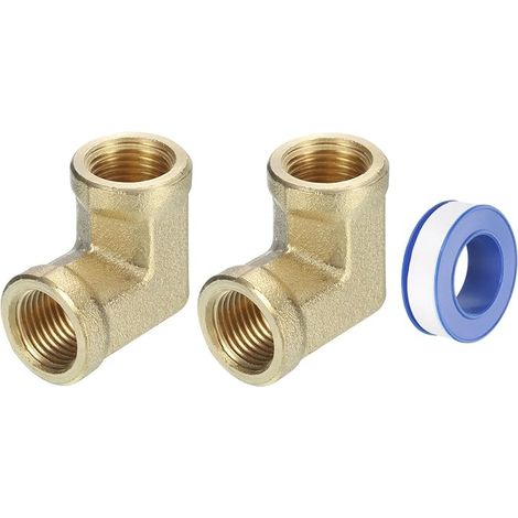 Brass Pipe Fittings 1/8 Inch Npt Female, 2 Pieces 90 Degree Elbow for Forged Pipe Fittings Adapter for Gas, Air, Oil, Propane (1/5)