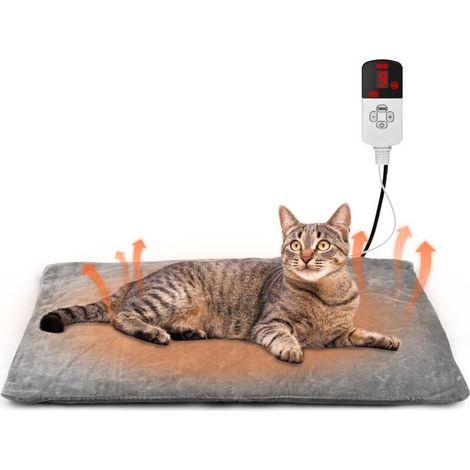 Tapis Chauffant pour Chats et Chiens 45×45cm,9 Températures & Timer 12H, Cousin Chauffant Électrique pour Chats, Sûr et Lavable Couverture Chauffant pour Animaux (1/4)