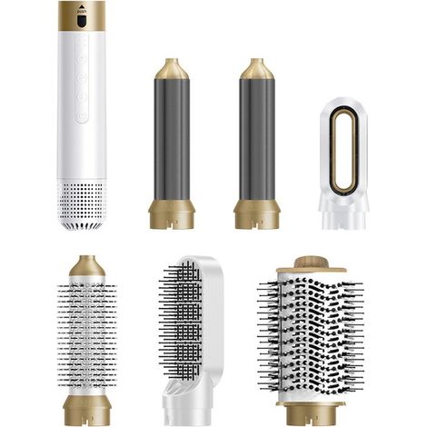Fer à friser 5 en 1 - brosse séchante - brosse à boucler - brosse lissante - brosse séchante - peigne séchant - peigne à air chaud - basse vitesse - peigne de coiffage - blond platine Or blanc (1/5)