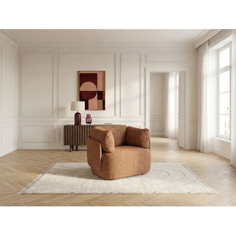 BOBOCHIC - Fauteuil pivotant MARIO tissu chiné Orange (1/5)
