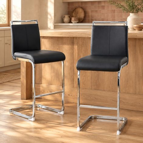 Set di 2 sgabelli da bar nordici neri in PU e metallo, 96,5 cm HAVRYA (1/5)