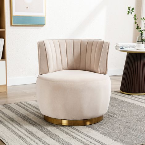 Chaise pivotante 360° en velours beige 62,5 x 62 x 69,5 cm (1/5)