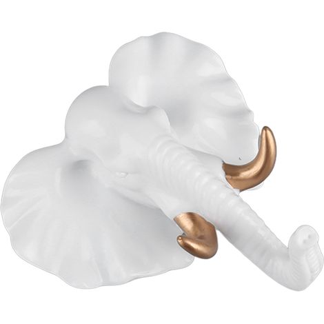 Lot de 2 crochets muraux dorés en résine, forme éléphant, patère décorative pour manteau, serviette et clés, fixation murale élégante. (1/5)