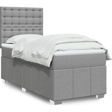 Cama box spring con colchón tela gris claro 80x200 cm vidaXL (1/5)