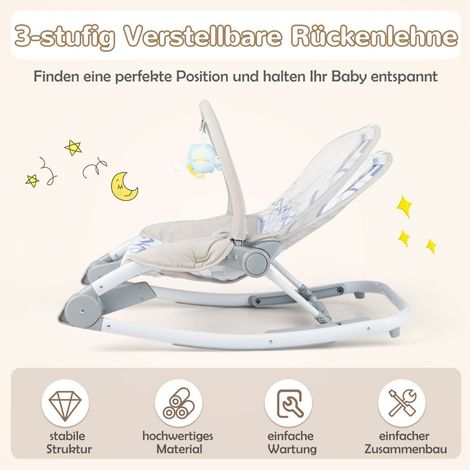 Altalena portatile pieghevole a dondolo 2 in 1 con schienale regolabile a 3 livelli colore grigio
