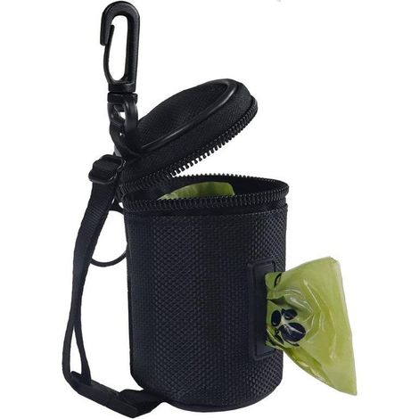 Porte-sacs à déjections canines pour laisse - Petit sac à dos avec boucle et bandoulière réglables - Accessoire de randonnée pour chien - Noir