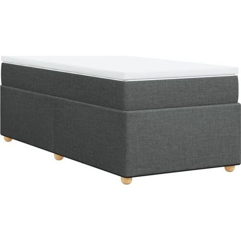 Cadre de lit en tissu, matelas inclus, gris foncé, 80 x 200 cm (1/5)