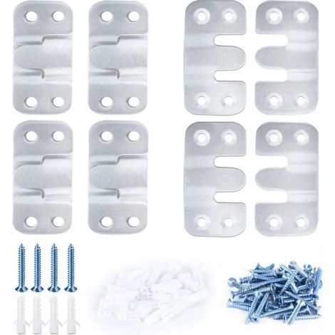 12pcs Supports de Montage Encastrés en Argent, Crochets en Acier Inoxydable pour Cadres et Miroirs (1/4)