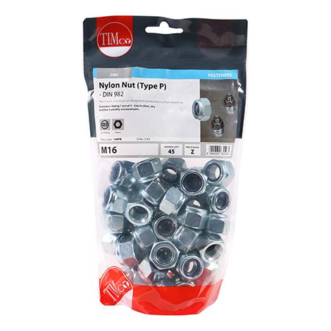 TIMCO Nylon Insert Nuts Type P DIN982 Silver - M16