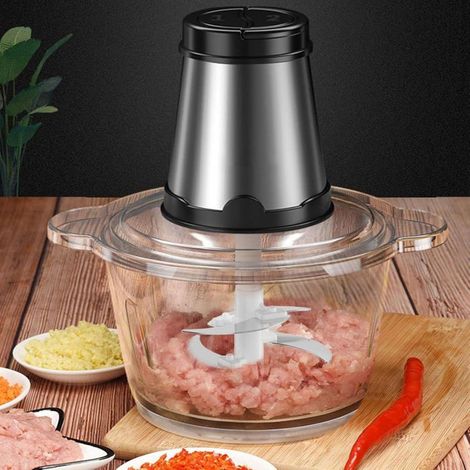 Hachoir électrique extra puissant,2L Avec récipient en verre - Universel - Pour aliments de bébé, noix, légumes, fruits, viandes (1/5)
