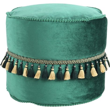 Pouf Rotondo Taj Mahal in Velluto Blu (1/3)