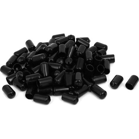 10mm Inner Diamètre Tuyau En Caoutchouc Extrémité Vis Vis Couvercle De Protection Noir 100pcs (1/3)