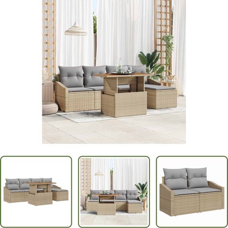 vidaXL Poly Rattan - Garten-Sofa-Set mit Speicher 6 pcs Beige Poly Rattan (1/5)