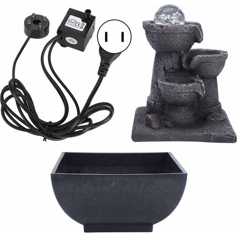 Fontaines d'eau qui coule de cascade de table éclairée par LED avec boule pour la décoration Feng Shui de bureau à domicile prise américaine 110V (1/5)