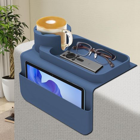 Plateau Accoudoir Canapé Silicone, Accoudoir Canapé Antidérapant Range Telecommande Canape avec Porte Gobelet, Organisateur pour (1/5)