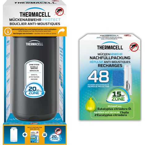 Thermacell Mückenabwehr Protect, Graphit + Nachfüllpackung 48 Stunden