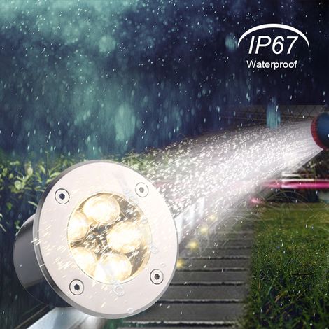 Tomshine Spot Encastré Sol Extérieur 5W AC/DC 12V LED 550LM IP67 Étanche Verre Trempé Haute Puissance Blanc Chaud Jardin Chemin Cour Escalier Paysage (1/3)