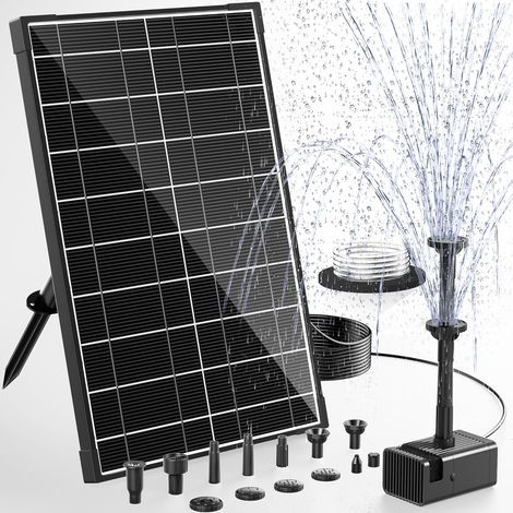 Solarpumpe, 8 W, Glaspaneel, 8 Düsen, 1,5 m Schlauch, Gartenteich (1/5)