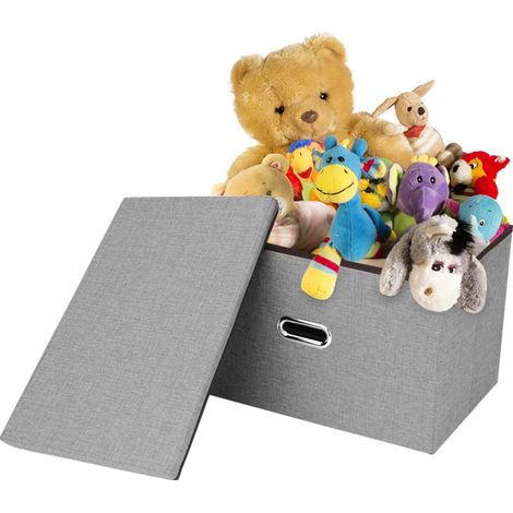 Youyijia Storage Boxes with Lids 45x30x30cm Foldable Storage Box Storage Collapsible Fabric Storage Cubes with Handles Large Storage Baskets Home Office Box for Organizing Clothes Towels Books (Gray) (1/5)