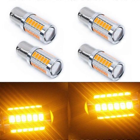 Lot de 4 ampoules LED ambre 1156PY-BAU15S PY21W-LED 33SMD pour feux arrière, clignotants, feux de freinage et feux de recul de voiture (1/5)