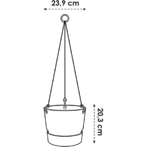 ELHO Pot de fleurs a suspendre Greenville 24 - Exterieur - O 23,9 x H 20,3 cm - Vert feuille