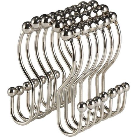 Crochets doubles pour rideau de bain, anneaux à cinq billes, crochets métalliques pour rideaux, anneaux pour rideau de bain deng (1/2)
