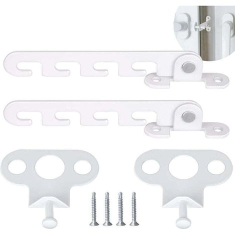 Entrebilleur de Fentre Battant 2 PCS Restricteur de Fentre, Loquets de Fentre avec 4 Vis, Verrou de Fentre Serrure de Fentre l\'preuve pour Rgler l\'ouverture de la Fentre (Blanc)