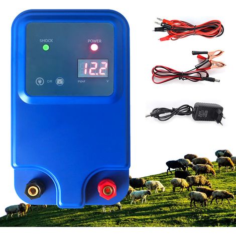 Electrificateur Cloture Electrique 12V, Avec Affichage Led, Portée De 5 Km, 1,5 Joules, Clôture Électrique 12 KV Pour La Protection Des Bovins Des Moutons Du Bétail Des Animaux Domestiques (1/5)