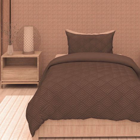 Parure housse de couette 3D microfibre 140x200 cm GAIA brun, par Soleil d'Ocre (1/2)