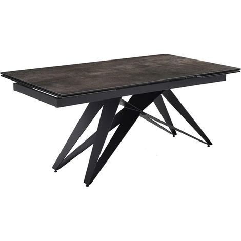 Table extensible 180/260 cm céramique gris vieilli pied géométrique - MAINE 03 (1/5)