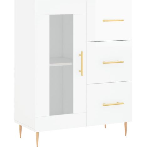 Maison La Vie - Buffet Salon Moderne - Meuble de rangement - Blanc brillant 69,5x34x90 cm Bois d'ingénierie bu2879 (1/5)