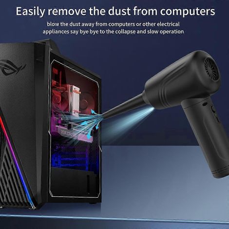 Air Duster Aufblas- und Vakuumpumpe 3-in-1 mit Licht, 3 Geschwindigkeitsstufen, einstellbar, 50.000 U/min, wiederaufladbar, kabellos