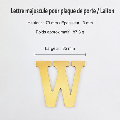 Lettre W de porte en laiton pur mat 8 cm adhésive pour extérieur t4911-8cm 8 × 8,5 × 0,3 cm 87 g – Livraison gratuite