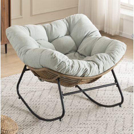 Mecedora 102x98x77 cm de tela chenilla azul claro para salón - MEUBLIV (1/5)