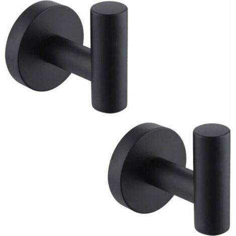 - Gancio portasciugamani da bagno a parete, in acciaio inox SUS304 nero opaco, appendiabiti, portasciugamani, contenitore, 2 pezzi -Crezuo