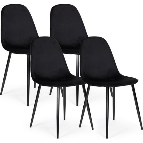 Set of 4 velvet chairs for dining and living room black modernhome (1/5)
