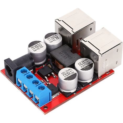 DC/DC-Abwärtswandler-Modul (Buck-Modul) für Auto (12 V/24 V, 8–35 V auf 5 V, 8 A) mit 4 USB-Anschlüssen für Mobiltelefone (1/5)