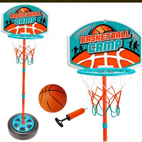 Basket Canestro Piantana Giocattolo Bambini Regolabile con Pallone e Gonfiatore (1/4)