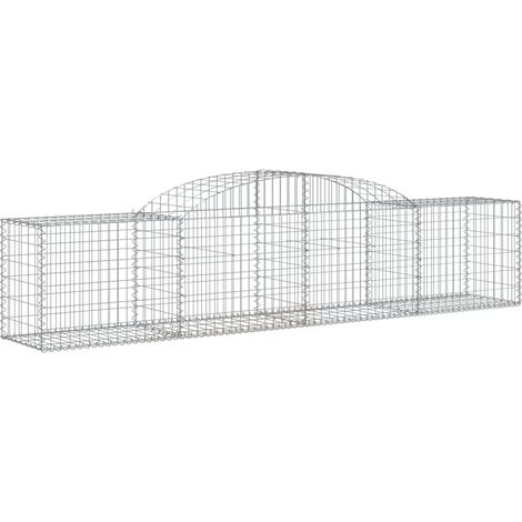 Gabbione cesto gabbia recinzione muro di contenimento ad arco 300 x 50 x 60/80 cm ferro zincato Argento 020040066