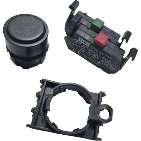 Bouton poussoir noir étanche IP65 complet avec contact 1NO+1NF