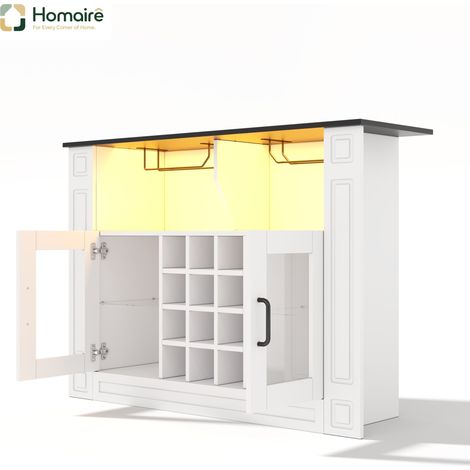 Buffet en mdf blanc avec rangement 120 x 35 x 84 cm HOMAIRE (1/5)