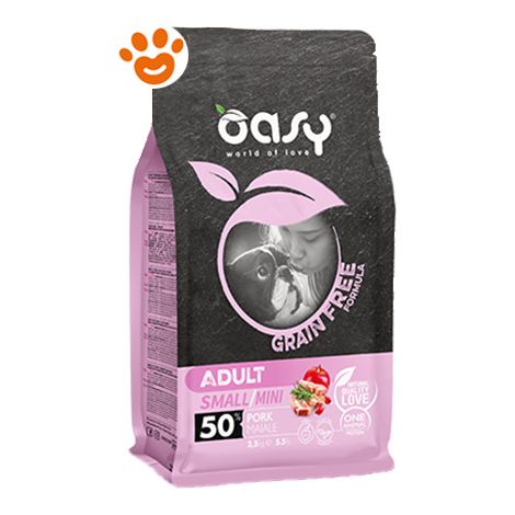 Oasy Dog Grain Free Adult Small/Mini Maiale - Sacco 2,5 Kg - Cibo Secco Cani