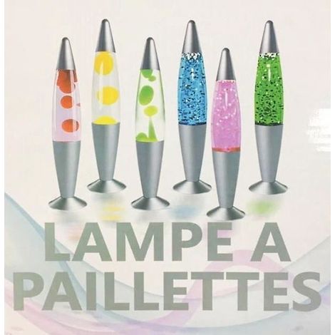 1 LAMPE LAVE DISCO PAILLETTES BULLES 35 CM LUMINEUX DECO-Ywey