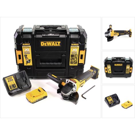Amoladora angular sin cable DeWalt DCG 406 D1 18V 125mm sin escobillas + 1x batería recargable 2.0Ah + cargador + TSTAK