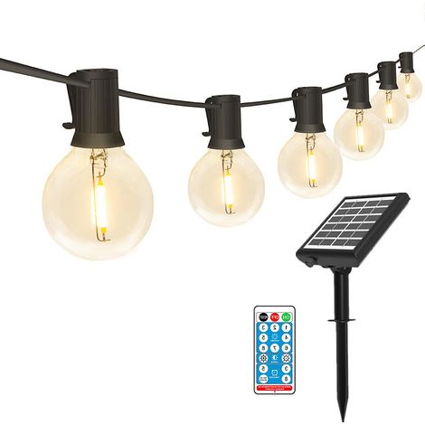 Guirlande lumineuse solaire rechargeable G40,9.5 m, 25 lumières, étanche, télécommande, indicateur de batterie, décoration de Noël (1/4)