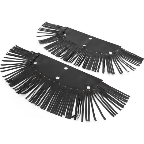 2 Pièces Frange de Plancher Moto, Housse en Cuir PU Universelle pour Pédales, Toupie Noire (1/5)